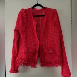 EUC Lilly Pulitzer Simora Fringe Cardigan - Spicy Coral - Large